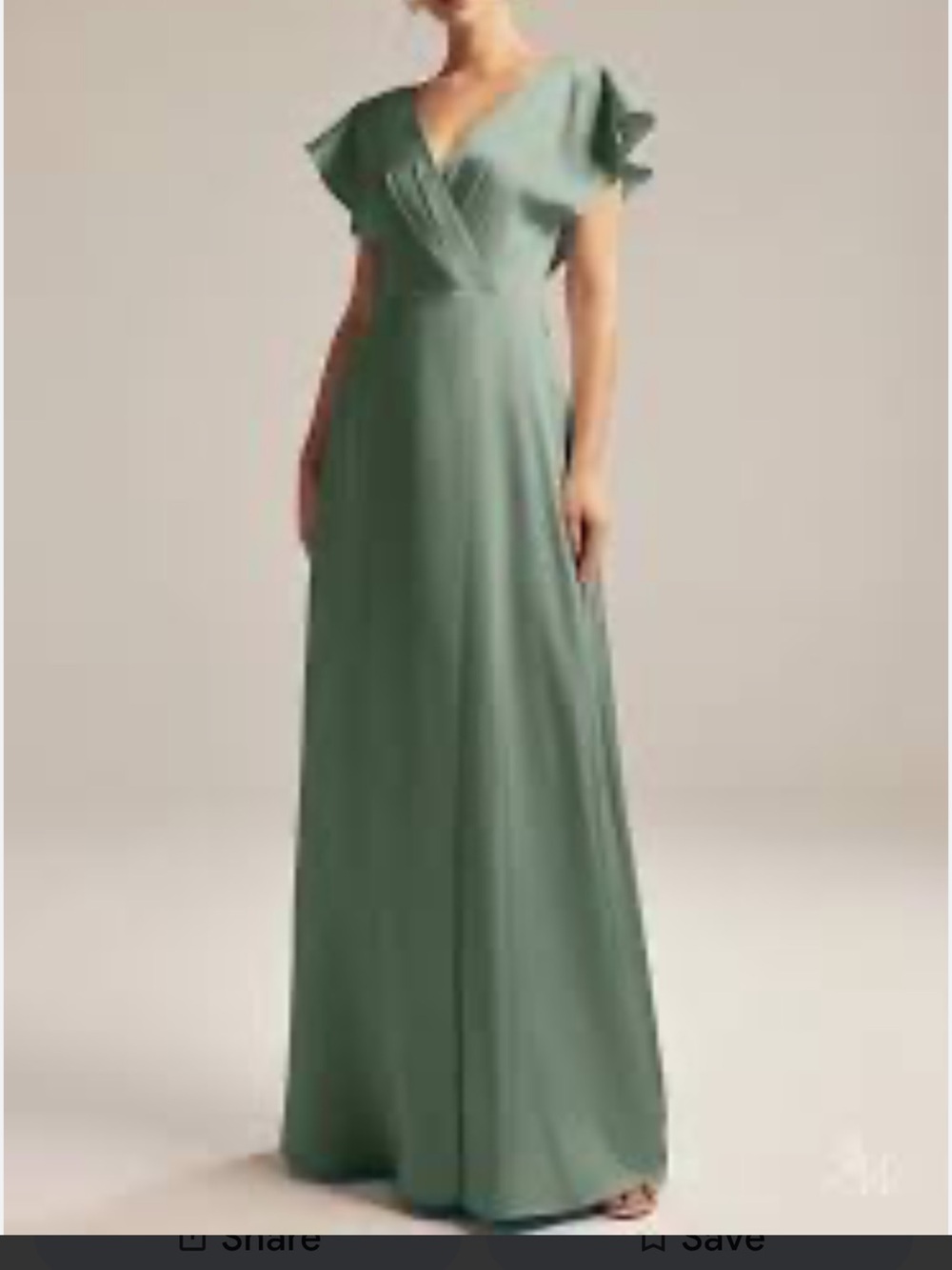 Azazie Sage Green Flutter Sleeve Maxi Dress